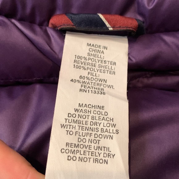 Ralph Lauren Polo Reversible Down Feather Puffer Vest, Purple & Green, Size 6X - Picture 12 of 16